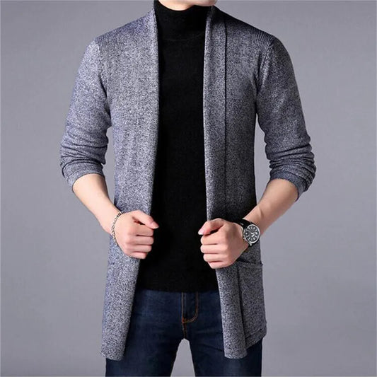 Eclano Men’s Autumn Slim Knit Turtleneck Cardigan Casual Sweater Coat