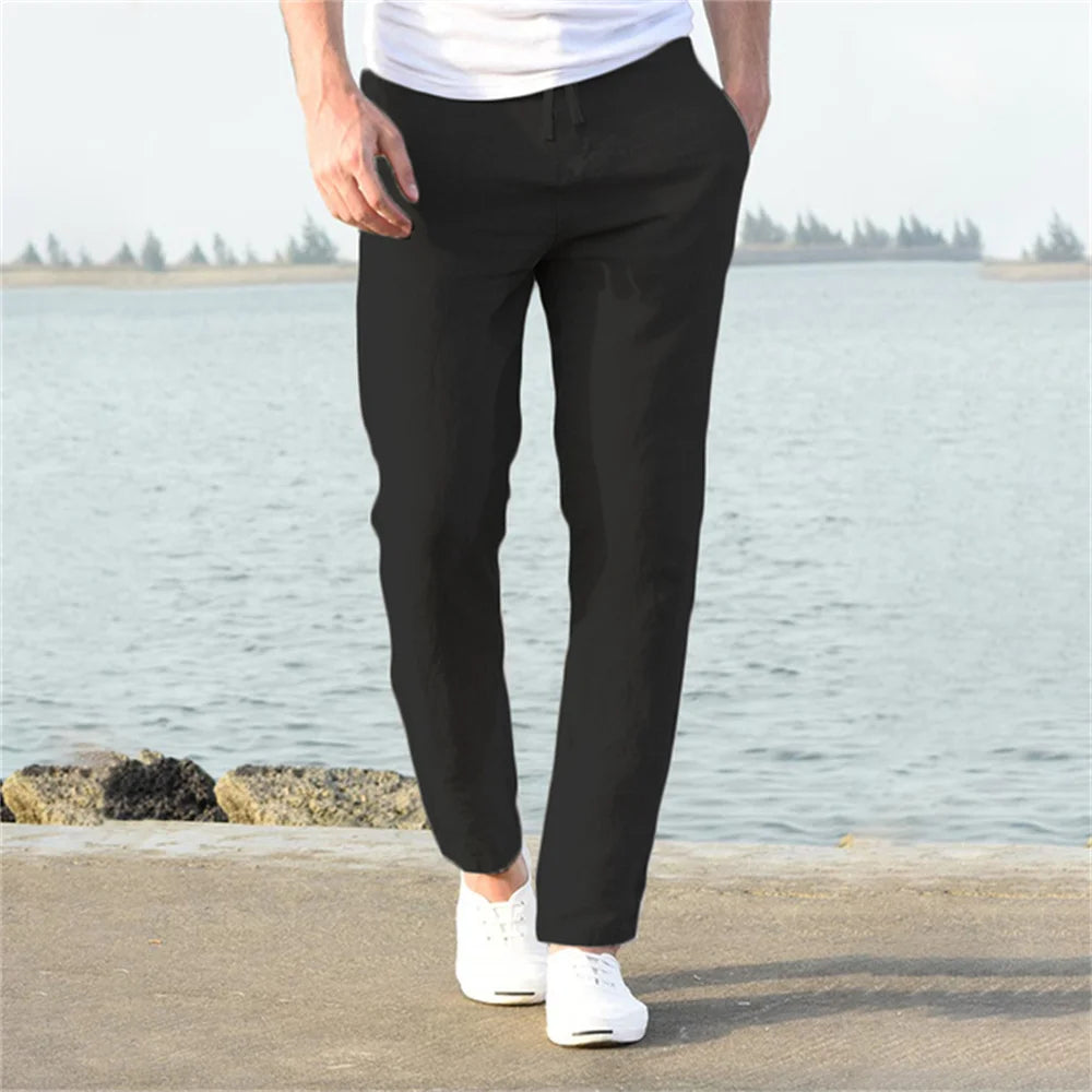 Eclano Men’s Cotton & Linen Pants – Breathable Casual Wear for Spring/Autumn
