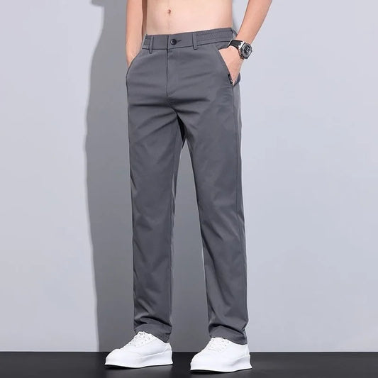 Eclano Men’s Casual Ice Silk Pants – Slim Fit Lightweight Breathable