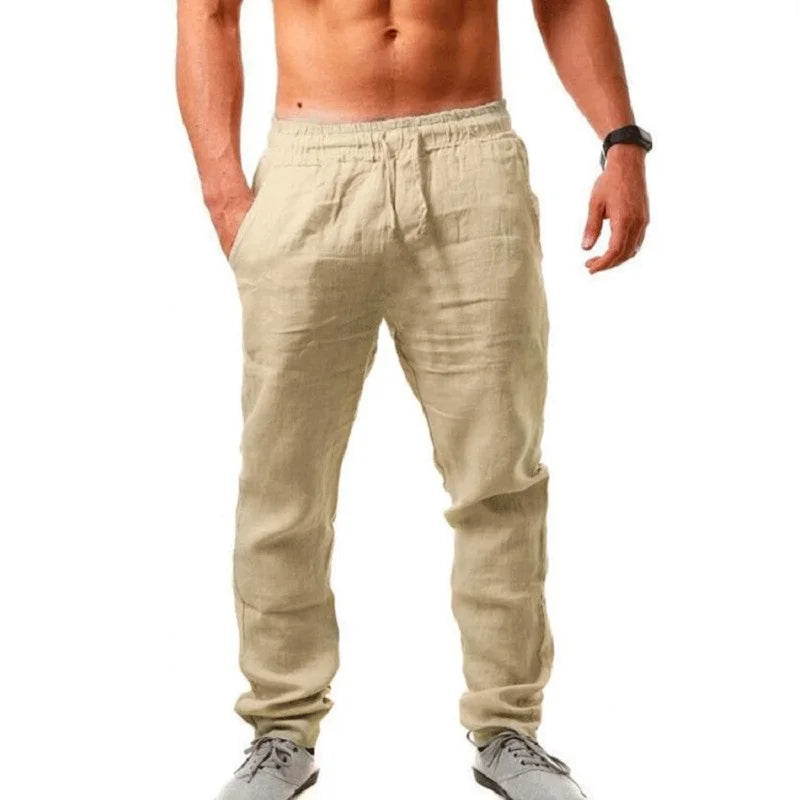 Eclano Men’s Cotton Linen Trousers – Breathable Casual