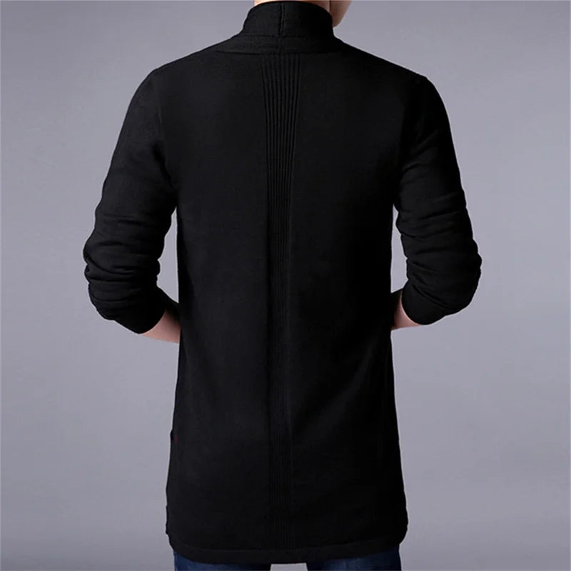 Eclano Men’s Autumn Slim Knit Turtleneck Cardigan Casual Sweater Coat