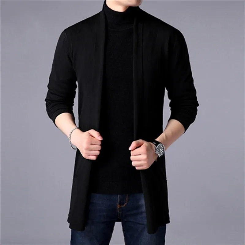Eclano Men’s Autumn Slim Knit Turtleneck Cardigan Casual Sweater Coat
