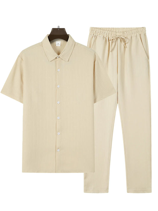 Eclano Men’s Classic Shirt and Pants Set – Collar Casual Business Outfit