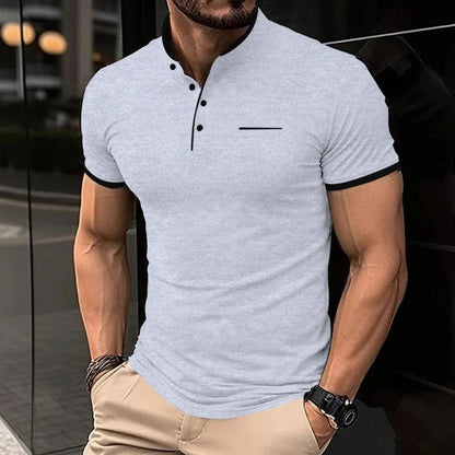 Eclano Men’s Polo T-Shirt – Stand-Up Collar, Short Sleeve, Wrinkle-Resistant and Versatile