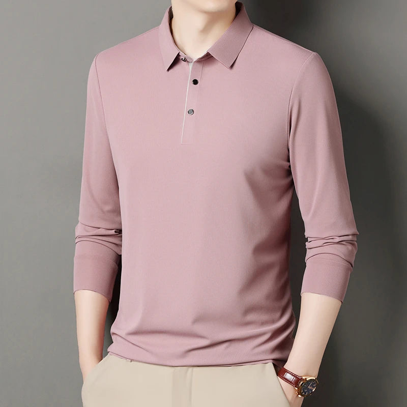Eclano Men’s Long Sleeve Polo – Wrinkle-Resistant, Versatile Business Casual Top