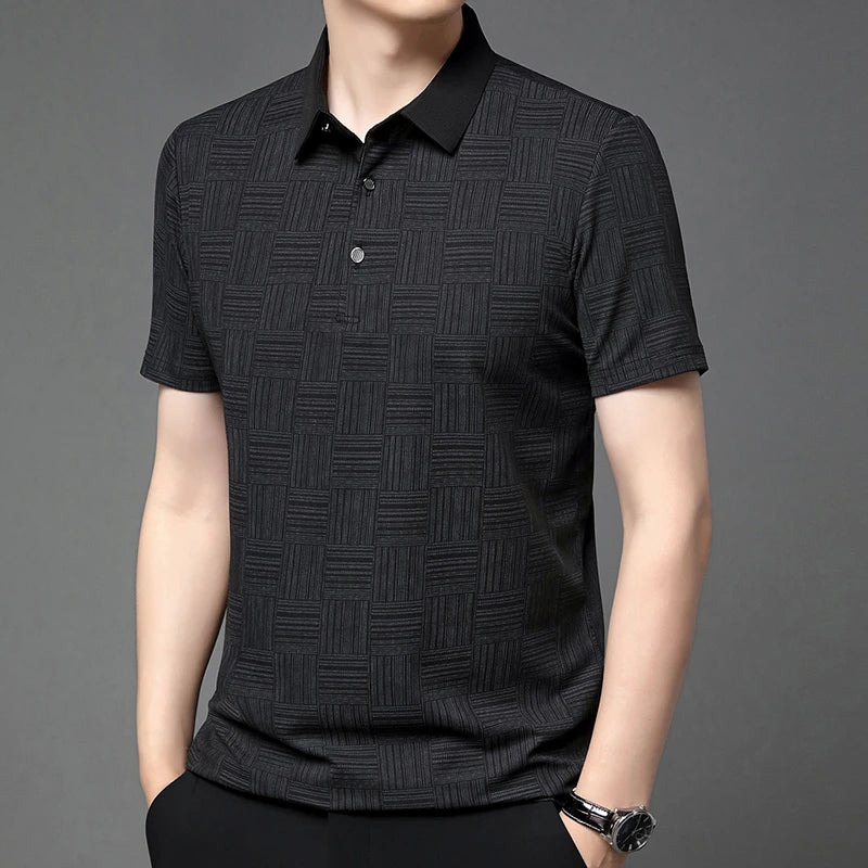 Eclano Men’s Printed Polo Shirt – Short Sleeve, Wrinkle-Resistant and Comfortable