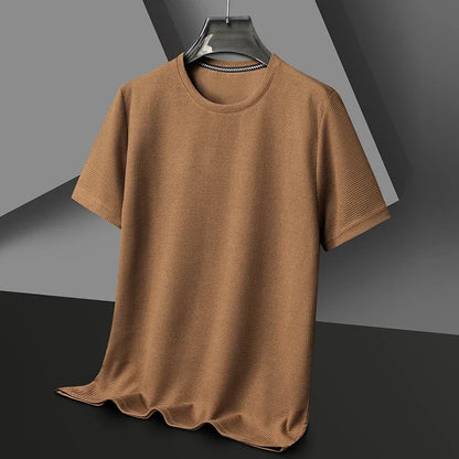 Eclano Men’s Summer Waffle Texture T-Shirt – Short Sleeve with Round Neck