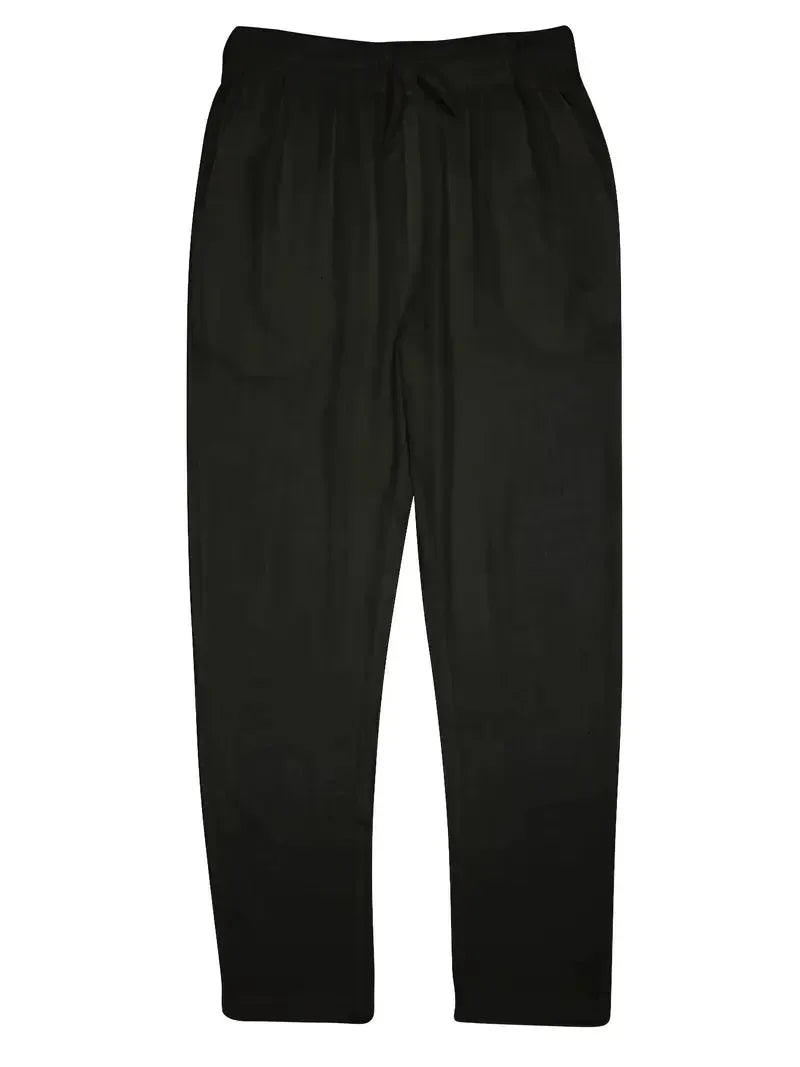 Eclano Men’s Summer Casual Pants – Lightweight Loose Fit Linen with Drawstring