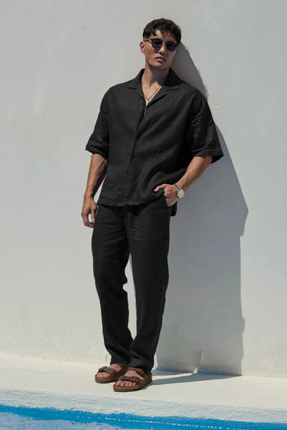 Eclano Men’s Summer Casual Pants – Lightweight Loose Fit Linen with Drawstring