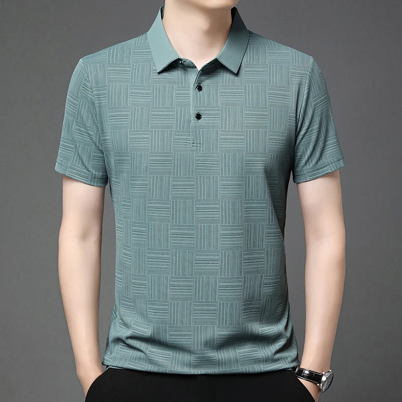 Eclano Men’s Printed Polo Shirt – Short Sleeve, Wrinkle-Resistant and Comfortable