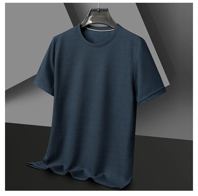 Eclano Men’s Summer Waffle Texture T-Shirt – Short Sleeve with Round Neck