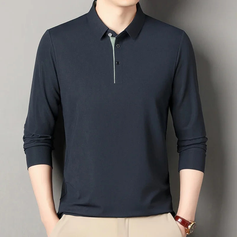 Eclano Men’s Long Sleeve Polo – Wrinkle-Resistant, Versatile Business Casual Top