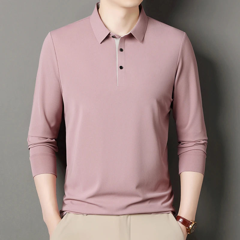 Eclano Men’s Long Sleeve Polo – Wrinkle-Resistant, Versatile Business Casual Top