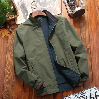 Eclano Men’s Reversible Bomber Jacket – Stand Collar Casual Windbreaker