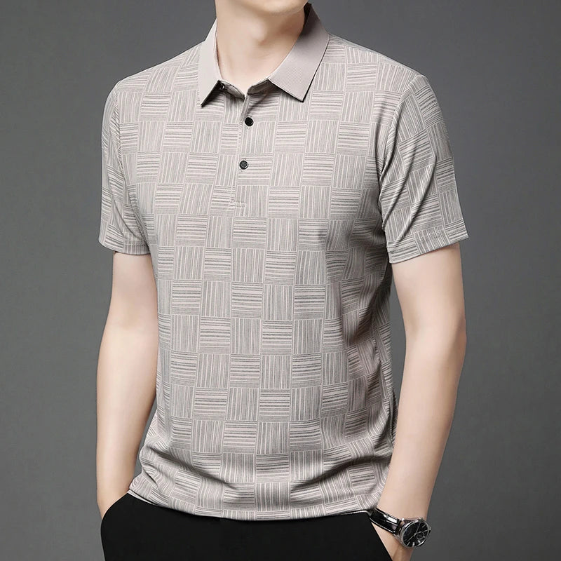 Eclano Men’s Printed Polo Shirt – Short Sleeve, Wrinkle-Resistant and Comfortable