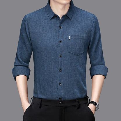 Eclano Men’s Business Casual Printed Long Sleeve Shirt Wrinkle-Resistant – Versatile and Comfortable