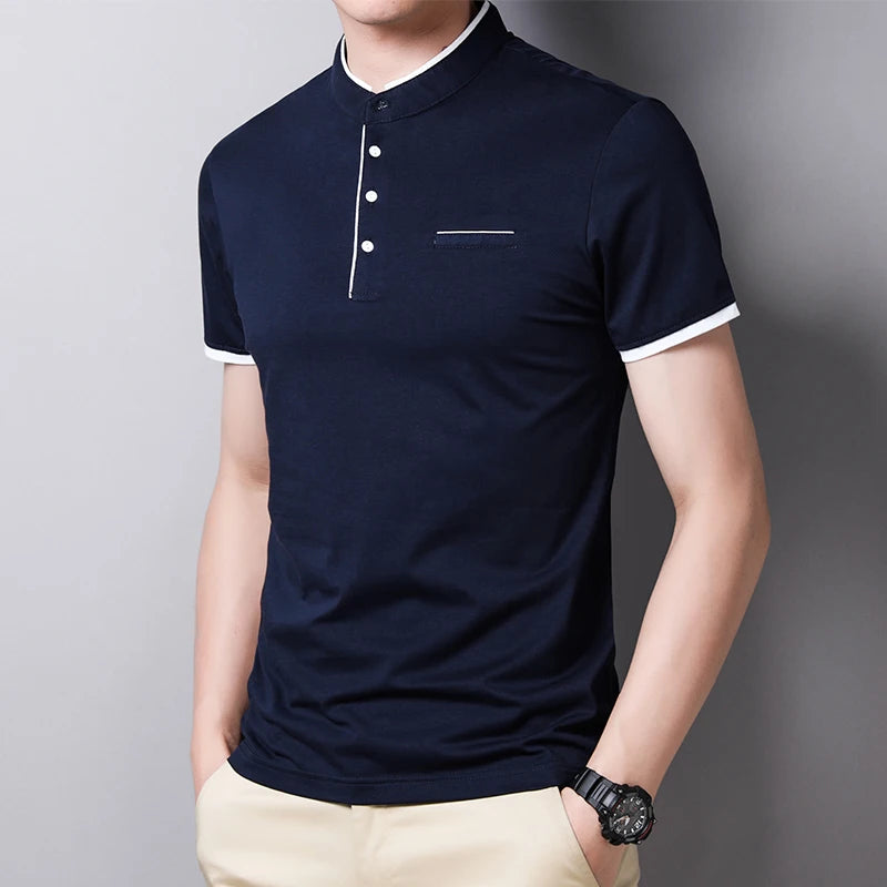 Eclano Men’s Polo T-Shirt – Stand-Up Collar, Short Sleeve, Wrinkle-Resistant and Versatile