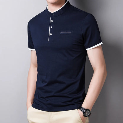Eclano Men’s Polo T-Shirt – Stand-Up Collar, Short Sleeve, Wrinkle-Resistant and Versatile