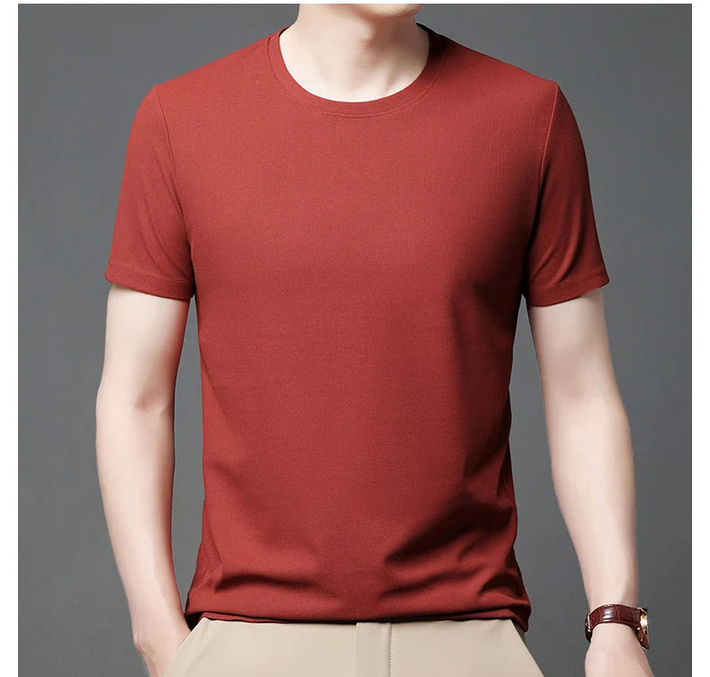 Eclano Men’s Summer Waffle Texture T-Shirt – Short Sleeve with Round Neck