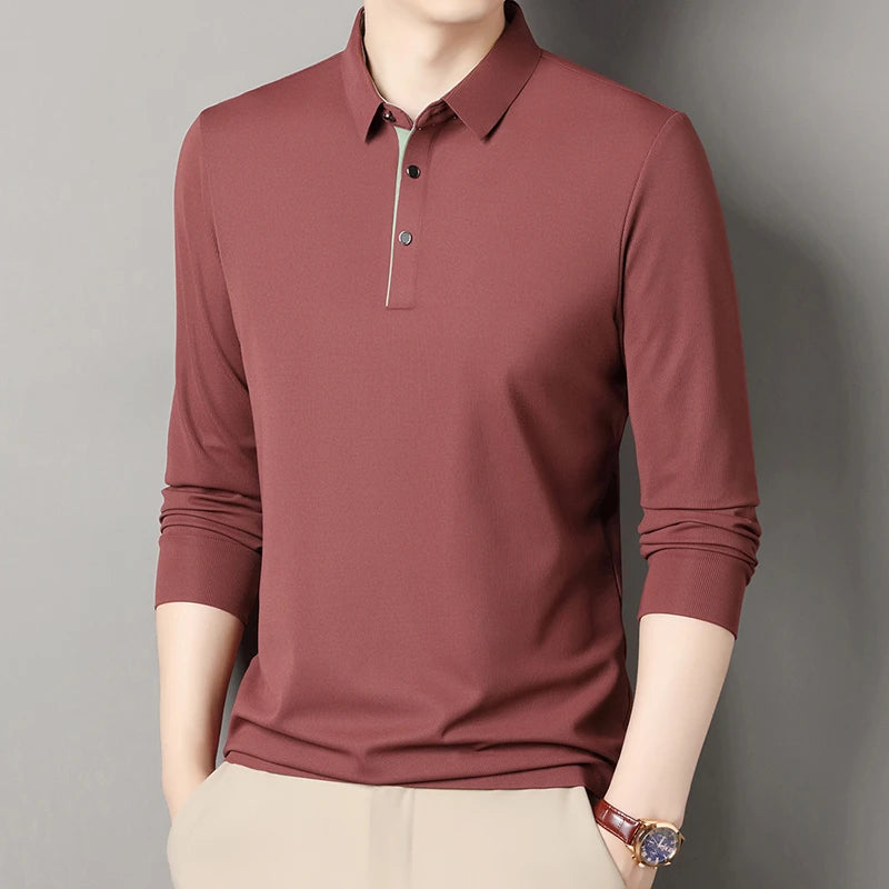 Eclano Men’s Long Sleeve Polo – Wrinkle-Resistant, Versatile Business Casual Top