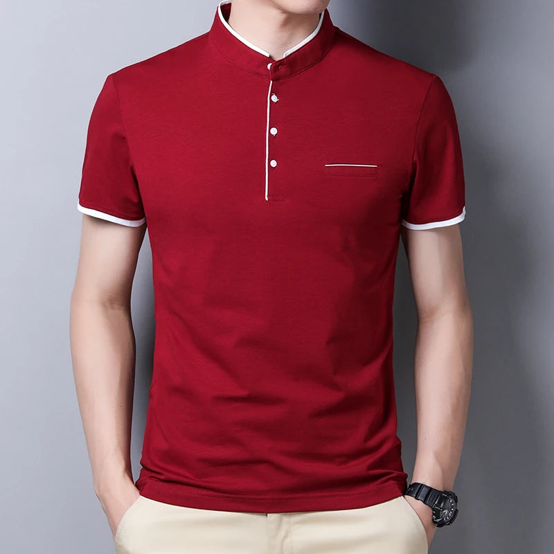 Eclano Men’s Polo T-Shirt – Stand-Up Collar, Short Sleeve, Wrinkle-Resistant and Versatile
