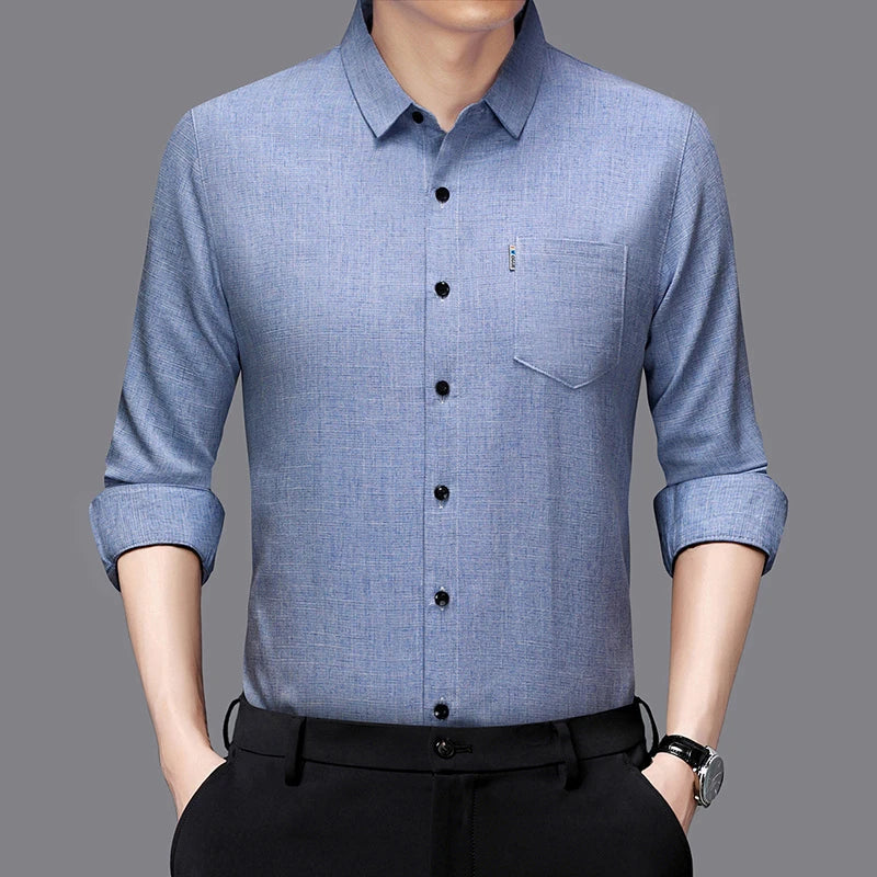 Eclano Men’s Business Casual Printed Long Sleeve Shirt Wrinkle-Resistant – Versatile and Comfortable