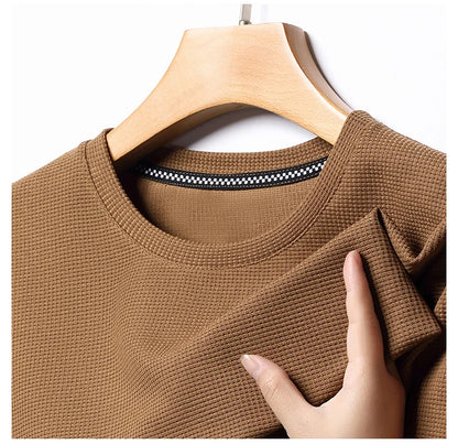 Eclano Men’s Summer Waffle Texture T-Shirt – Short Sleeve with Round Neck