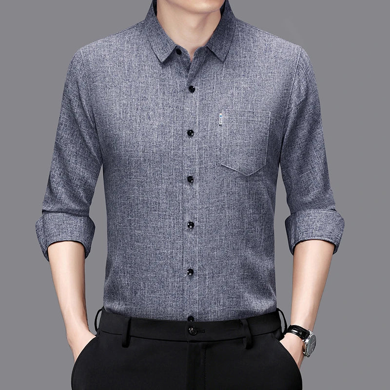 Eclano Men’s Business Casual Printed Long Sleeve Shirt Wrinkle-Resistant – Versatile and Comfortable