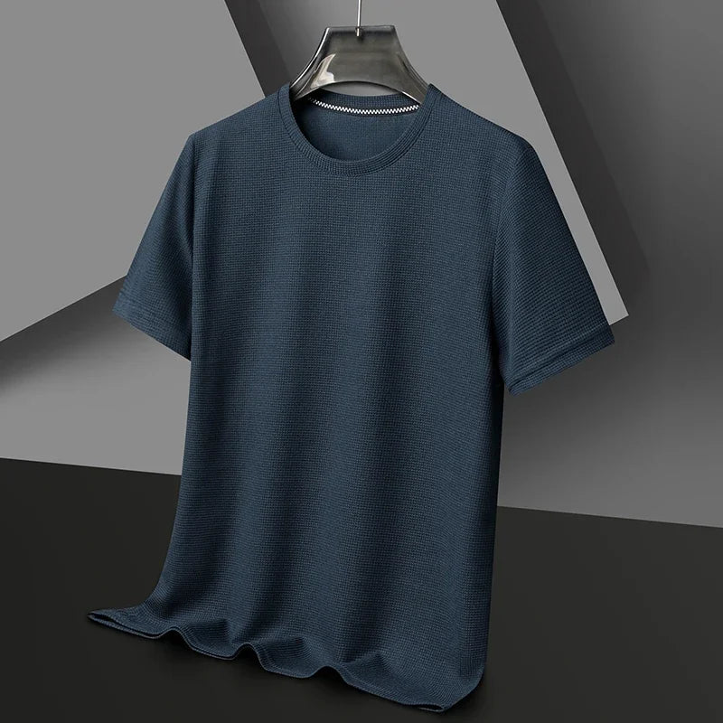 Eclano Men’s Summer Waffle Texture T-Shirt – Short Sleeve with Round Neck