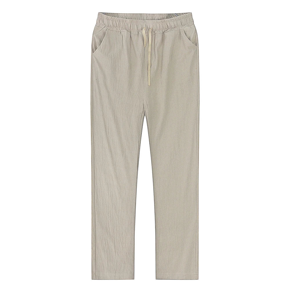 Eclano Men’s Cotton & Linen Pants – Breathable Casual Wear for Spring/Autumn