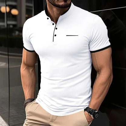 Eclano Men’s Polo T-Shirt – Stand-Up Collar, Short Sleeve, Wrinkle-Resistant and Versatile