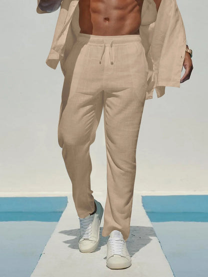 Eclano Men’s Summer Casual Pants – Lightweight Loose Fit Linen with Drawstring