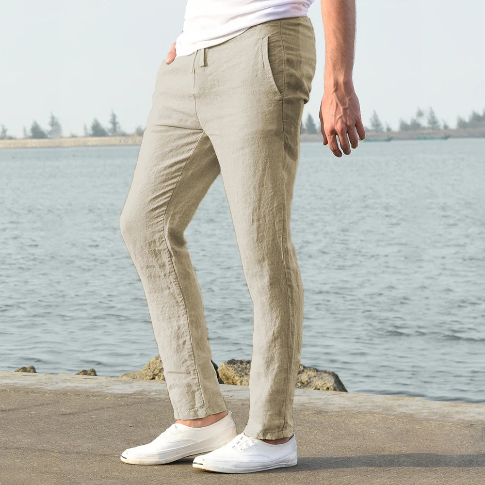 Eclano Men’s Cotton & Linen Pants – Breathable Casual Wear for Spring/Autumn