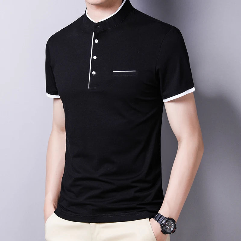 Eclano Men’s Polo T-Shirt – Stand-Up Collar, Short Sleeve, Wrinkle-Resistant and Versatile