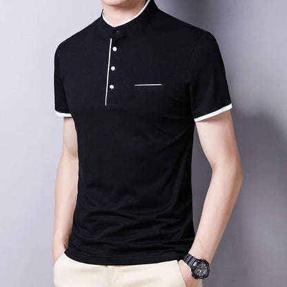 Eclano Men’s Polo T-Shirt – Stand-Up Collar, Short Sleeve, Wrinkle-Resistant and Versatile
