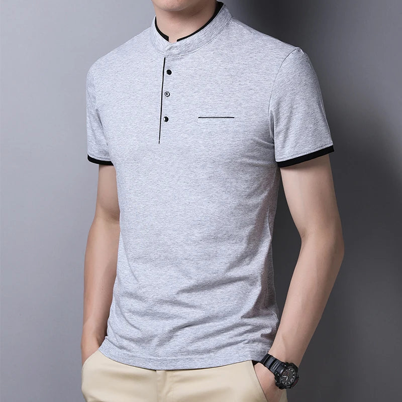 Eclano Men’s Polo T-Shirt – Stand-Up Collar, Short Sleeve, Wrinkle-Resistant and Versatile