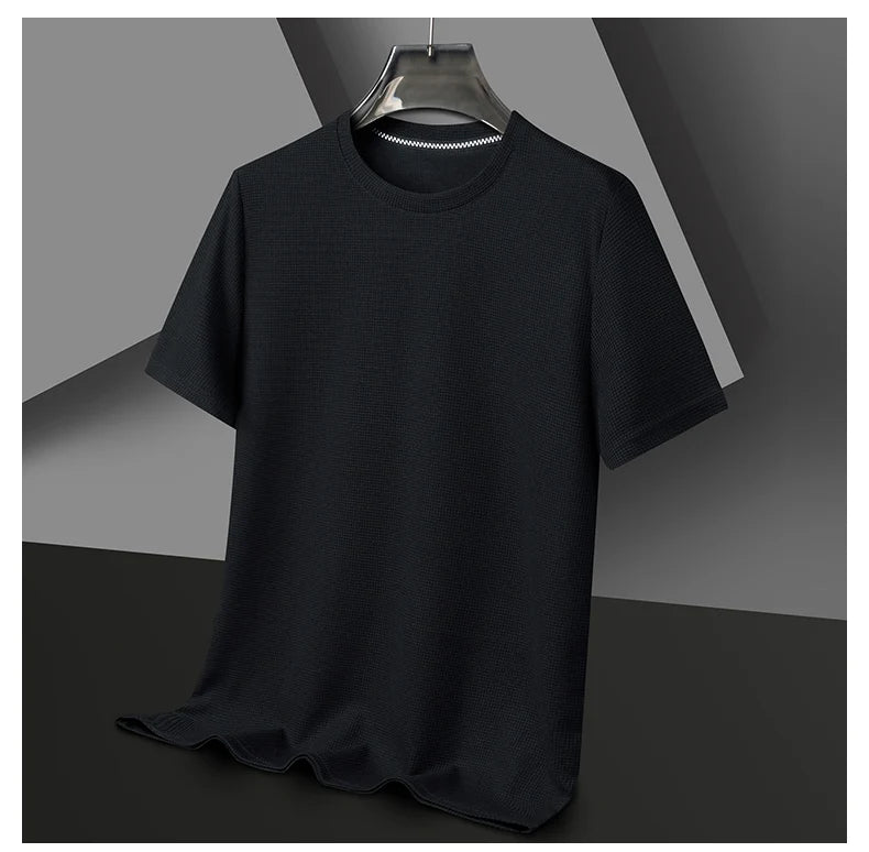 Eclano Men’s Summer Waffle Texture T-Shirt – Short Sleeve with Round Neck