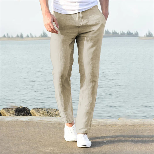 Eclano Men’s Cotton & Linen Pants – Breathable Casual Wear for Spring/Autumn