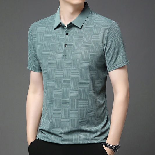 Eclano Men’s Printed Polo Shirt – Short Sleeve, Wrinkle-Resistant and Comfortable