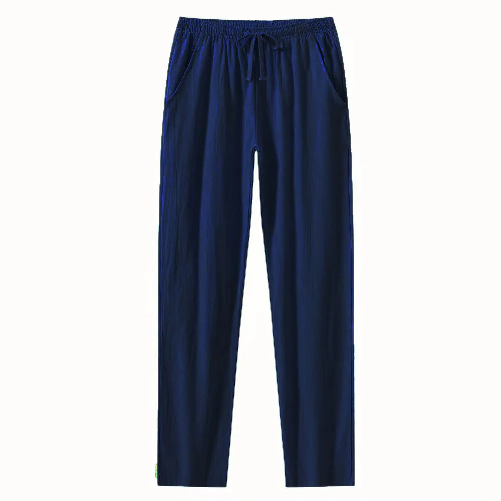 Eclano Men’s Summer Casual Pants – Lightweight Loose Fit Linen with Drawstring