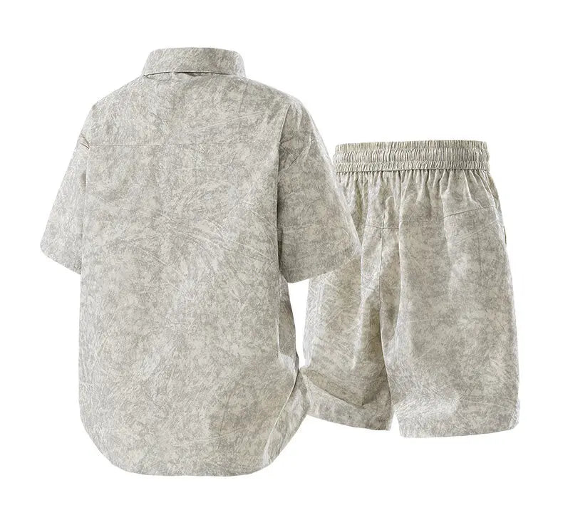 Eclano Men’s Summer Set – Short Sleeve Shirt & Casual Shorts with Pockets