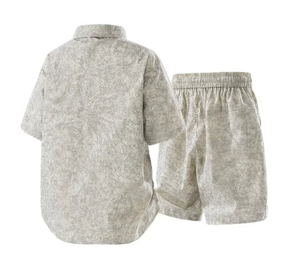 Eclano Men’s Summer Set – Short Sleeve Shirt & Casual Shorts with Pockets