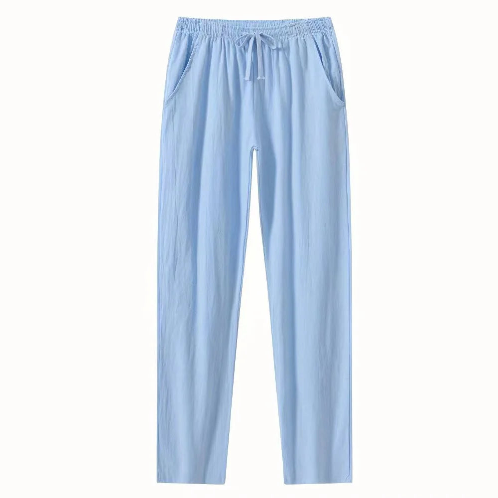 Eclano Men’s Summer Casual Pants – Lightweight Loose Fit Linen with Drawstring