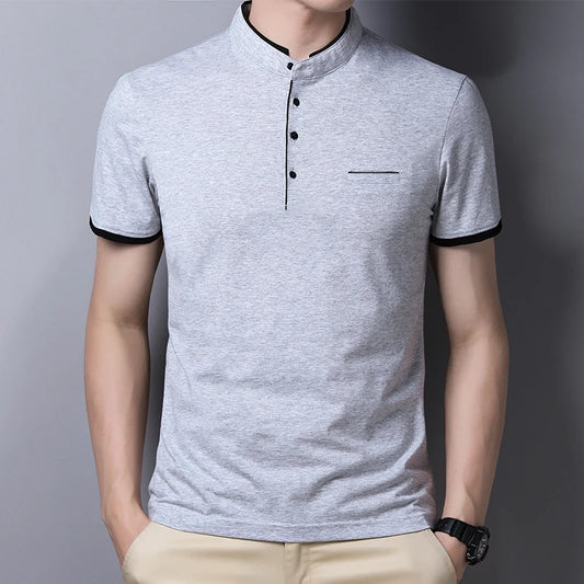 Eclano Men’s Polo T-Shirt – Stand-Up Collar, Short Sleeve, Wrinkle-Resistant and Versatile