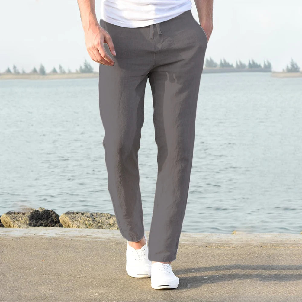 Eclano Men’s Cotton & Linen Pants – Breathable Casual Wear for Spring/Autumn