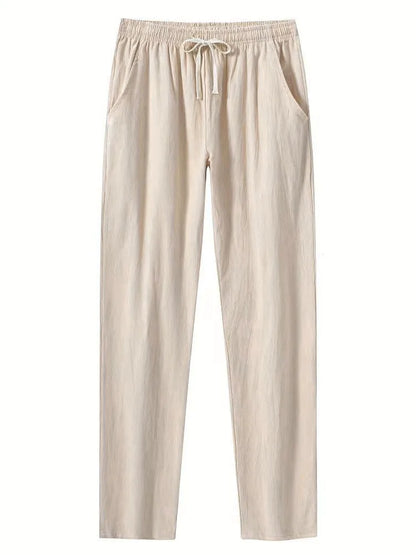Eclano Men’s Summer Casual Pants – Lightweight Loose Fit Linen with Drawstring