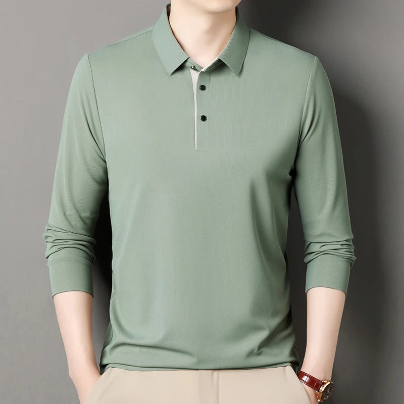 Eclano Men’s Long Sleeve Polo – Wrinkle-Resistant, Versatile Business Casual Top