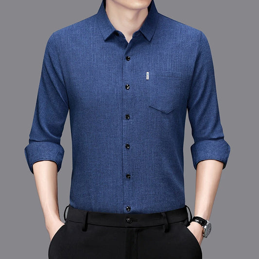 Eclano Men’s Business Casual Printed Long Sleeve Shirt Wrinkle-Resistant – Versatile and Comfortable