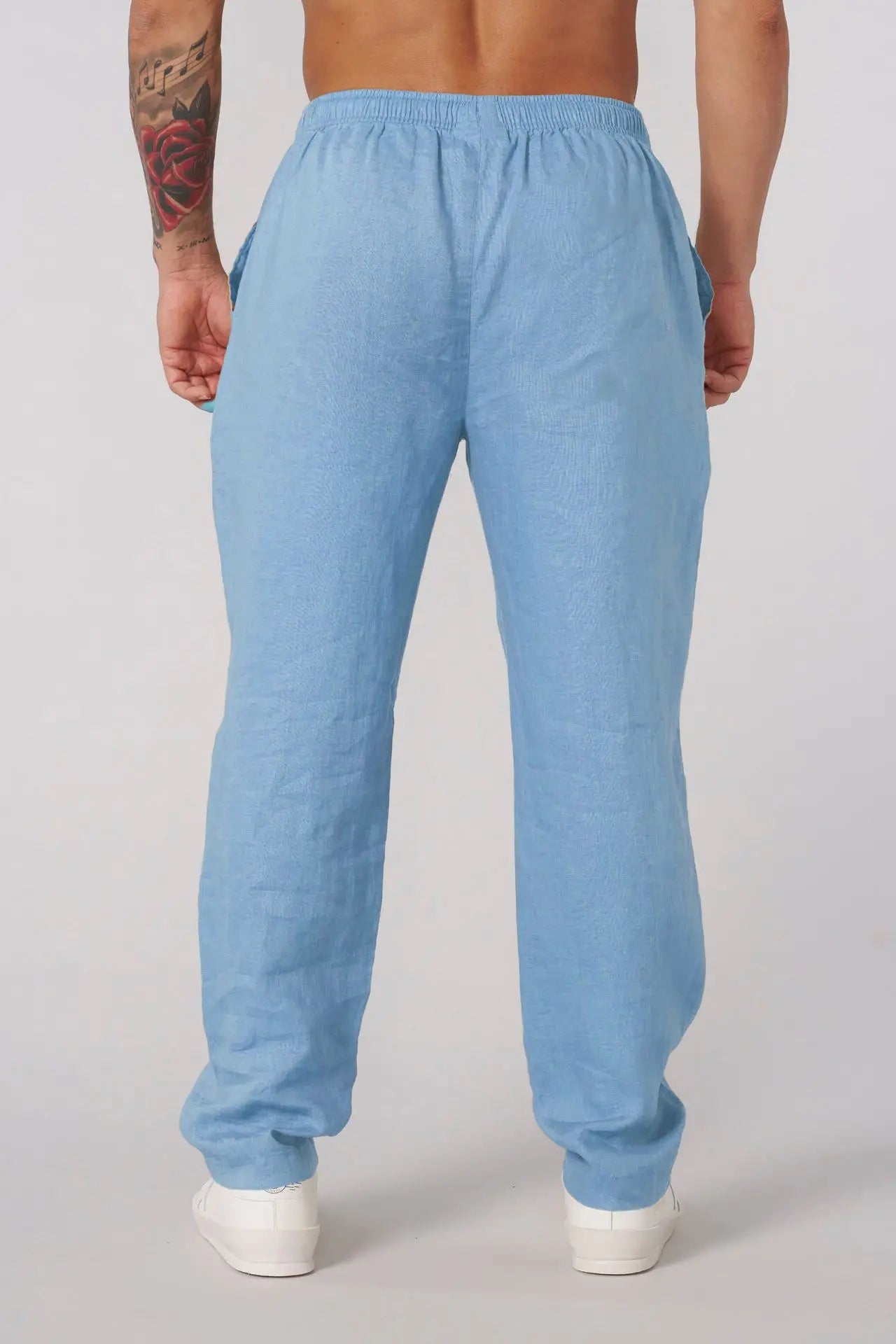 Eclano Men’s Summer Casual Pants – Lightweight Loose Fit Linen with Drawstring