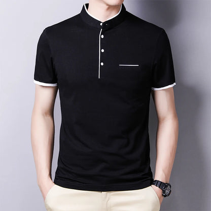 Eclano Men’s Polo T-Shirt – Stand-Up Collar, Short Sleeve, Wrinkle-Resistant and Versatile